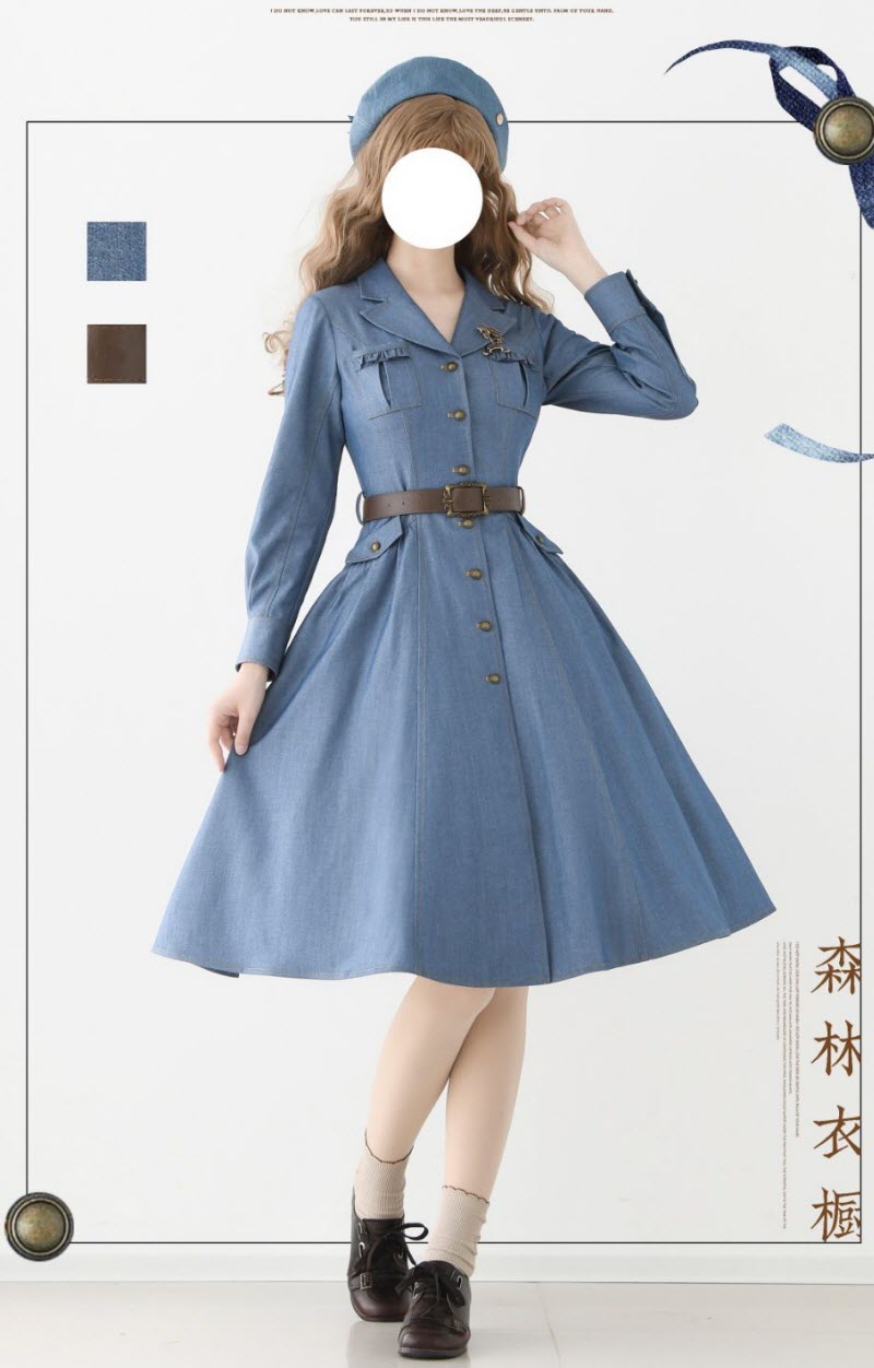 Western Notes - Denim Classic Lolita OP Dress - image 15