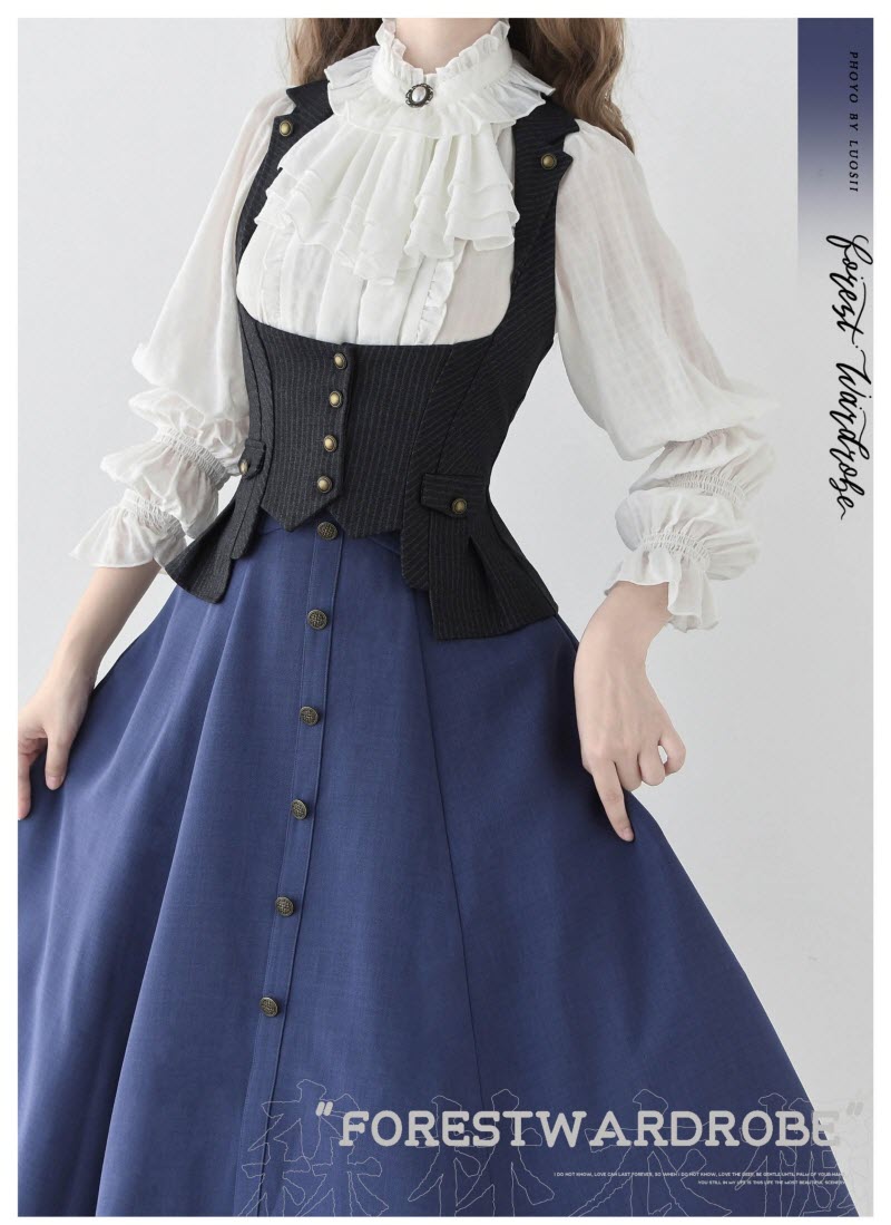 Whispers of the Woods - Long Button-Front Classic Lolita Skirt - image 15