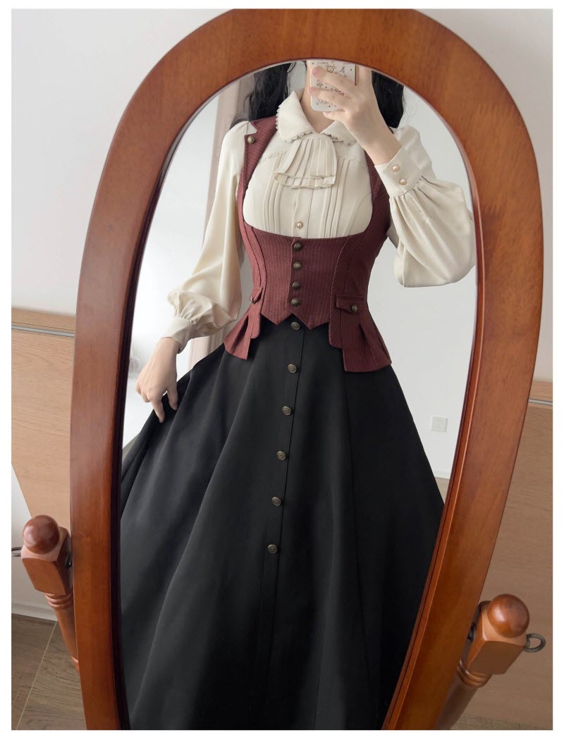 Whispers of the Woods - Long Button-Front Classic Lolita Skirt - image 16