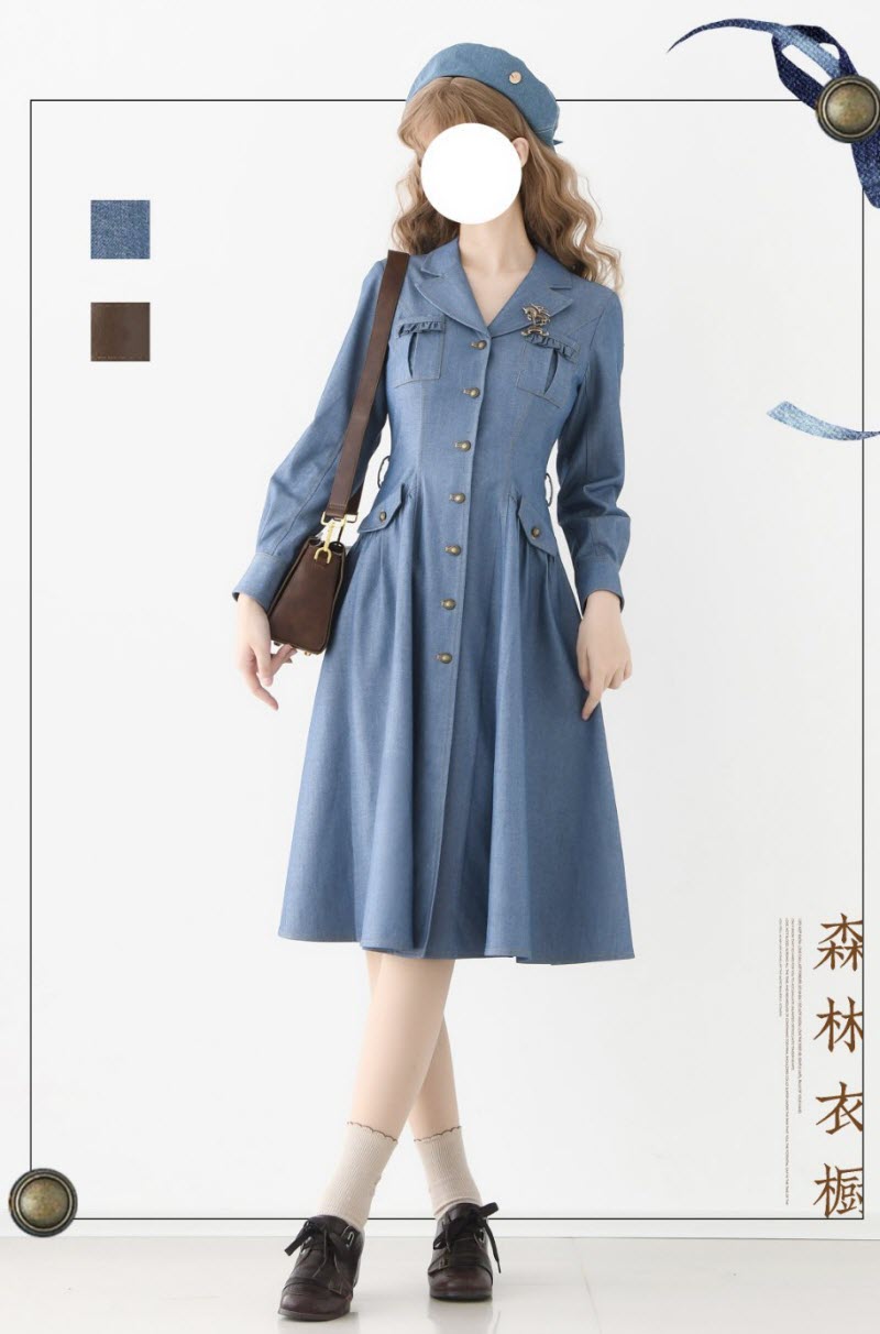 Western Notes - Denim Classic Lolita OP Dress - image 16