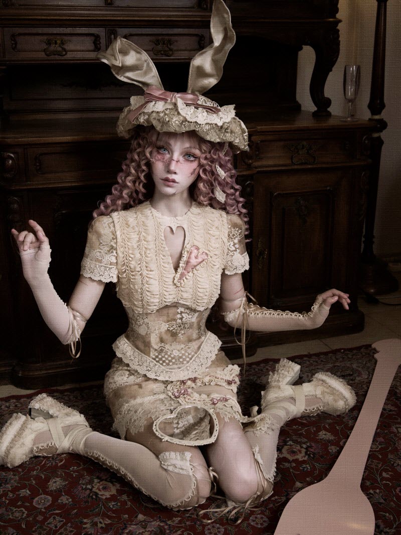 Cupid's Verse-Casket - Heart Cut-Out Vintage Lace Lolita Top - image 17