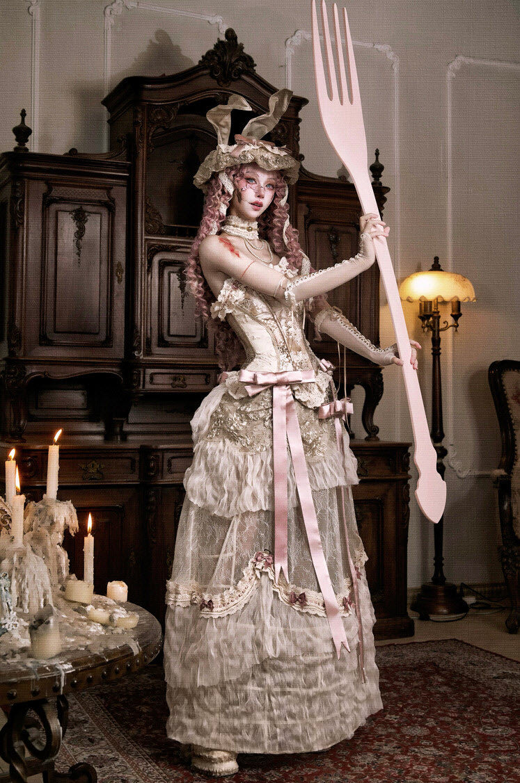 Cupid's Verse-Casket - Heart-Shaped Rococo Lolita Corset & Matching Pieces - image 17