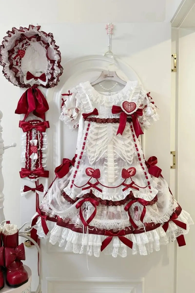 Sweet Doll - Strawberry & Skeleton Print Lolita OP and JSK - image 17