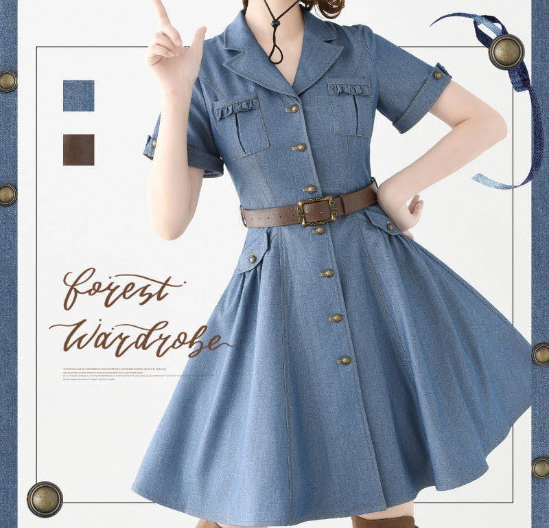 Western Notes - Denim Classic Lolita OP Dress - image 17