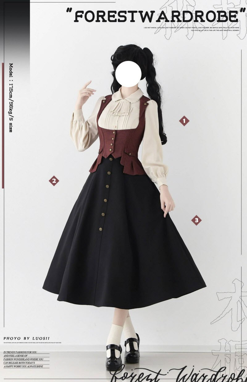 Whispers of the Woods - Long Button-Front Classic Lolita Skirt - image 17