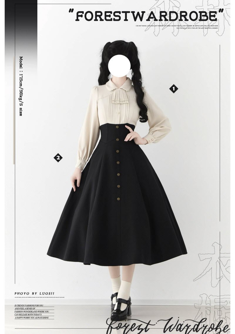 Whispers of the Woods - Long Button-Front Classic Lolita Skirt - image 18