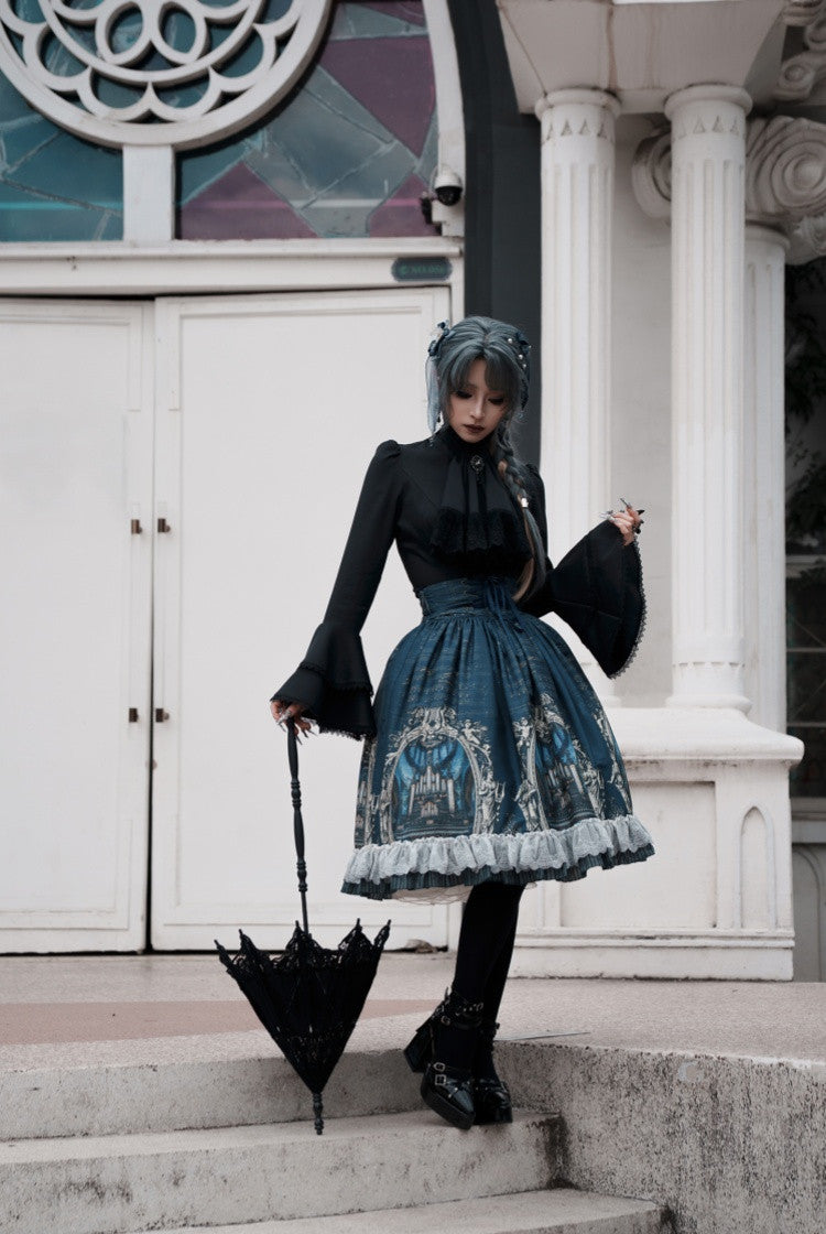 Musical Palmer III Music-Score High-Waist Lolita Midi Skirt - image 1