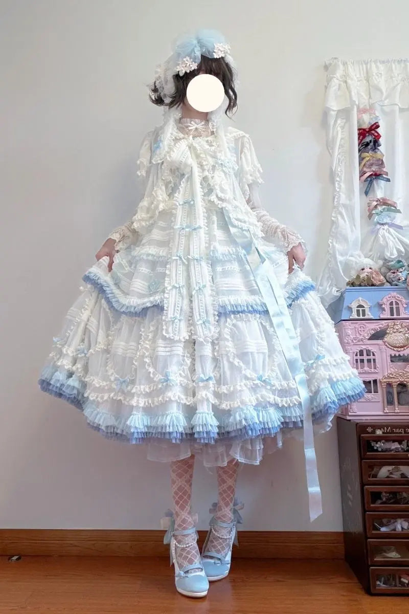 Dot Tulle - Tiered Classic Lolita JSK & Cardigan Coordinate and Accessories - image 1