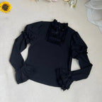 Elegant Ruffled Knitted Long-Sleeve Top - image 1