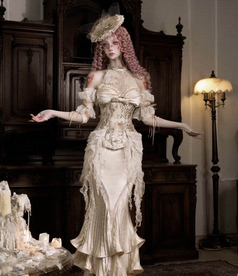 Cupid's Verse-Casket - Rococo Crinkled Satin Fishtail Skirt - image 1