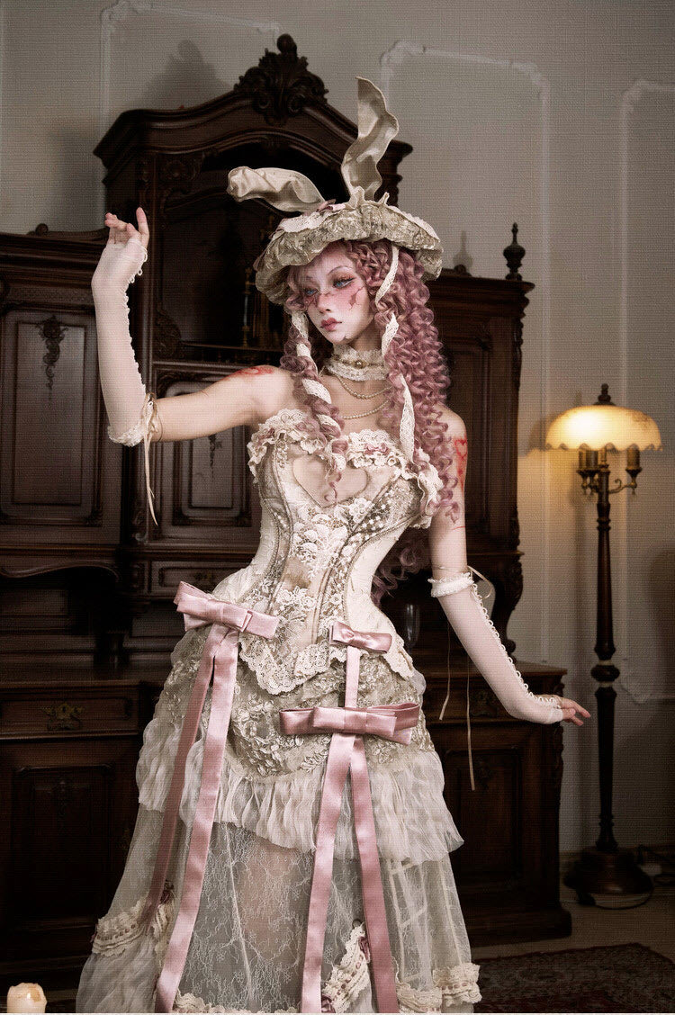 Cupid's Verse-Casket - Heart-Shaped Rococo Lolita Corset & Matching Pieces - image 1