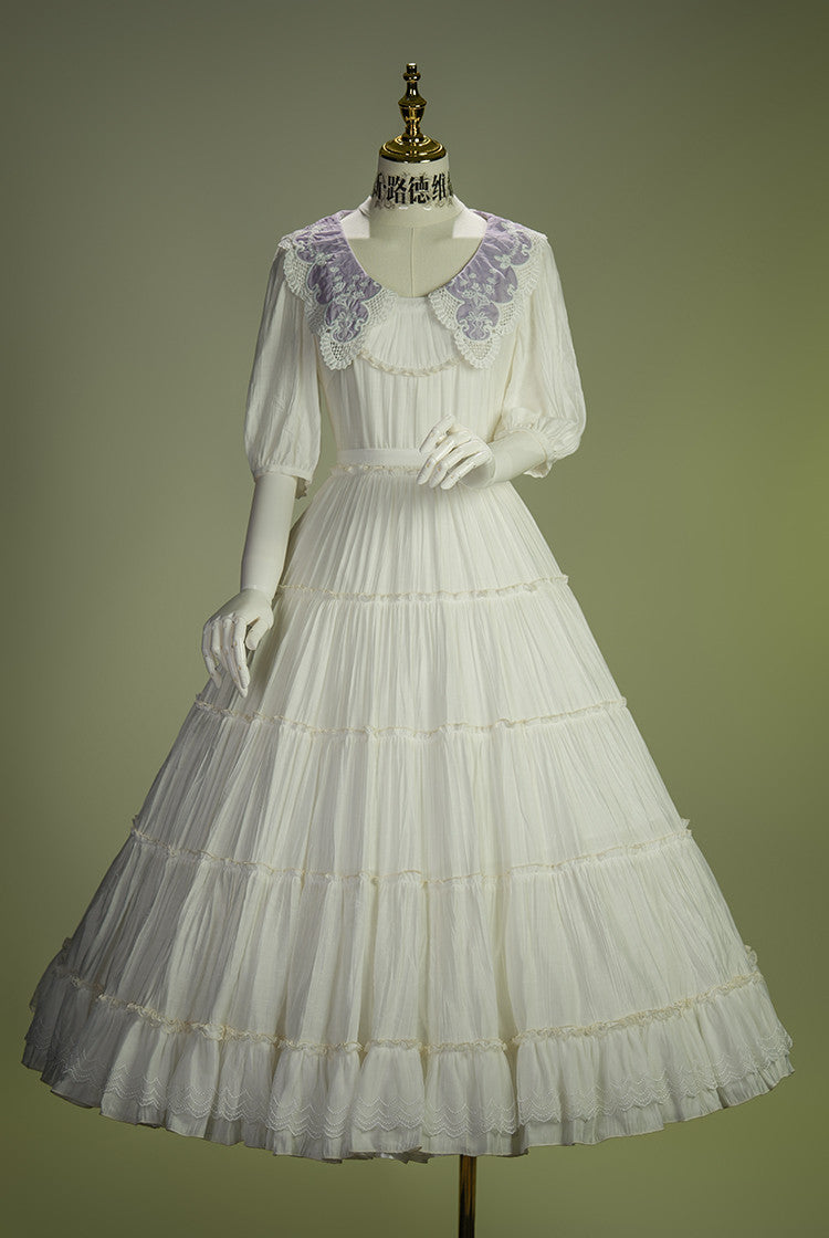 Cloud Soufflé Embroidered-Collar Classic Lolita Maxi OP - image 2