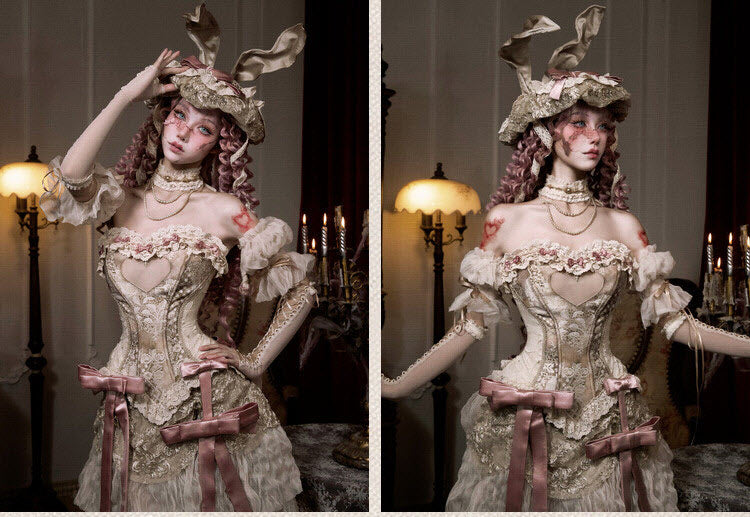 Cupid's Verse-Casket - Heart-Shaped Rococo Lolita Corset & Matching Pieces - image 20