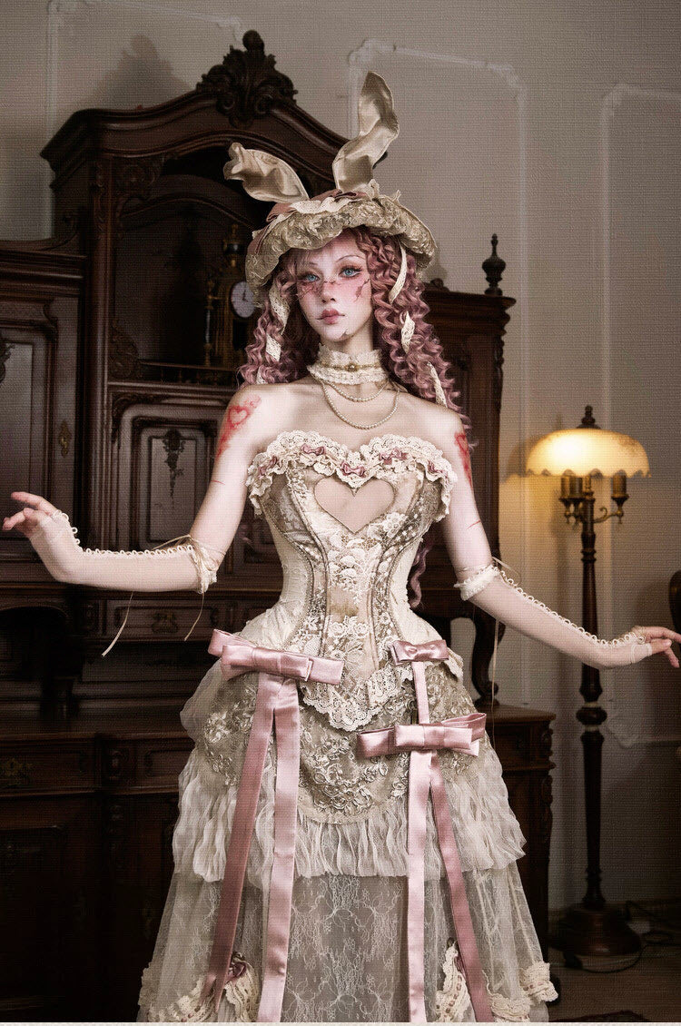 Cupid's Verse-Casket - Heart-Shaped Rococo Lolita Corset & Matching Pieces - image 21