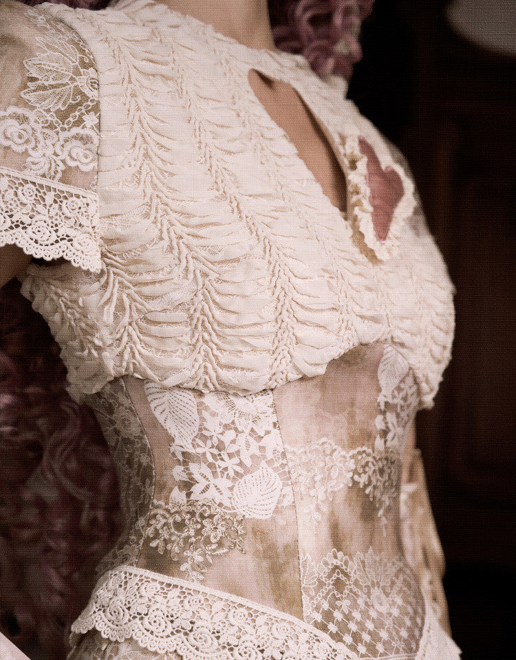 Cupid's Verse-Casket - Heart Cut-Out Vintage Lace Lolita Top - image 25