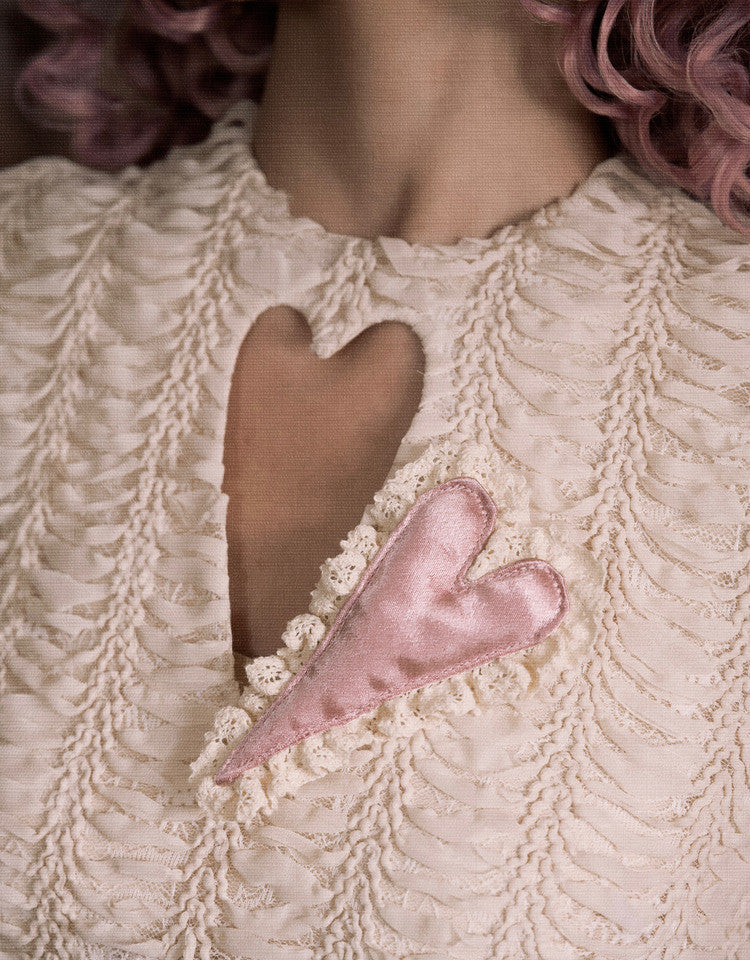 Cupid's Verse-Casket - Heart Cut-Out Vintage Lace Lolita Top - image 28