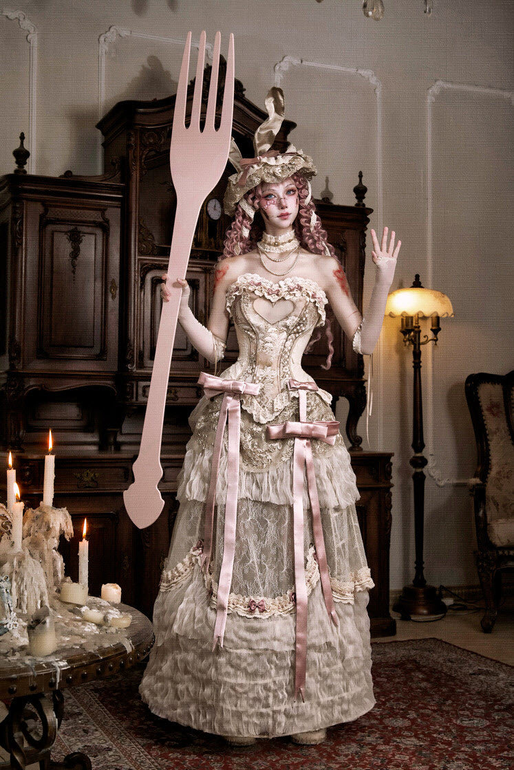 Cupid's Verse-Casket - Heart-Shaped Rococo Lolita Corset & Matching Pieces - image 2