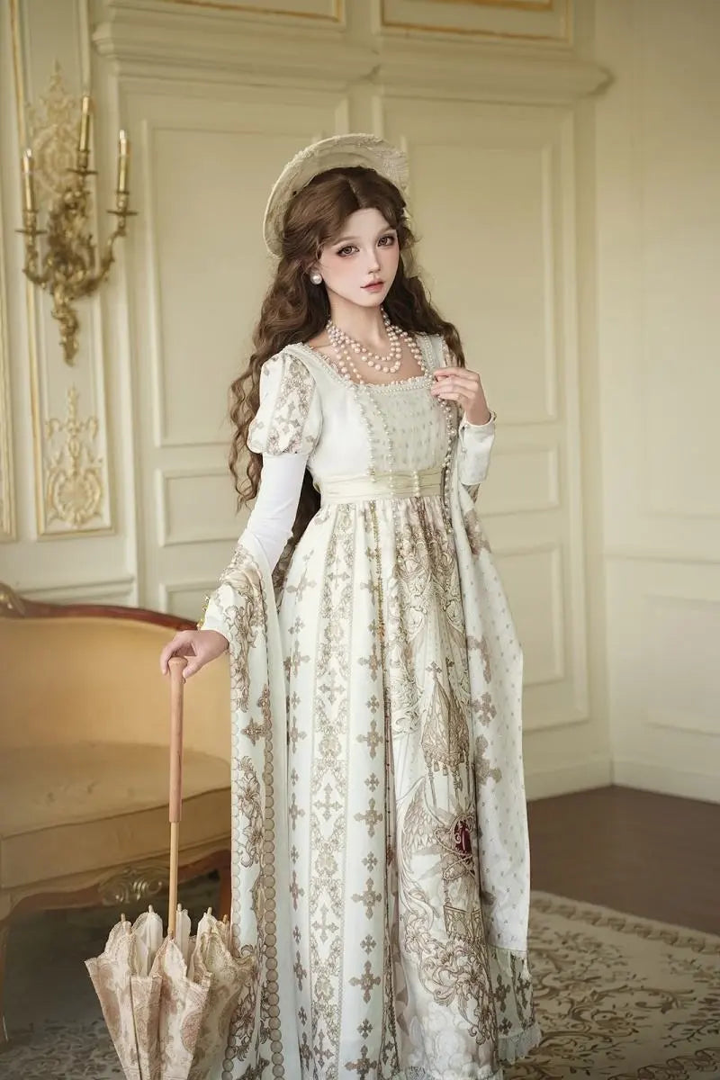 Sacred Coronation - Regency Empire Dress, Shawl & Necklace Options and Accessories - image 2