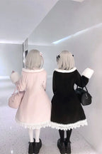 Snow Letter - Sweet Lolita Long Coat with Faux-Fur Trim - image 2