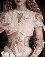Cupid's Verse-Casket - Heart Cut-Out Vintage Lace Lolita Top - image 2