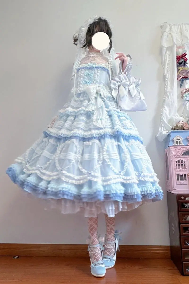 Dot Tulle - Tiered Classic Lolita JSK & Cardigan Coordinate and Accessories - image 2