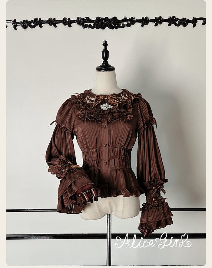 Little Bear Chocolate - Striped Sweet Lolita Blouse - image 2
