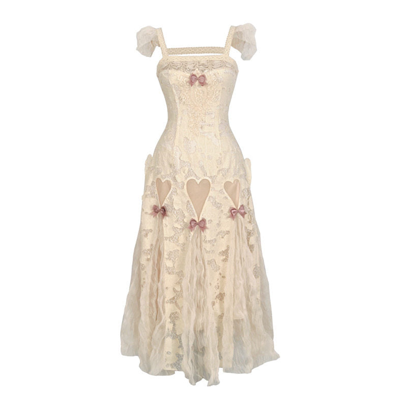 Cupid's Verse-Casket - Heart-Bow Cut-Out Lace Lolita Slip Dress - image 2