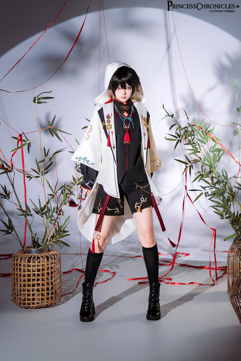 The Mountain Spirit - Hanfu-Inspired Ouji Jacket, Blouse, Shorts and Necklace Collection - image 2