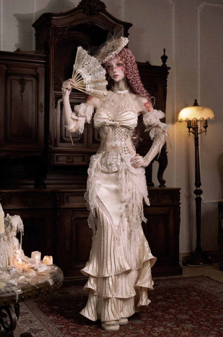 Cupid's Verse-Casket - Rococo Vintage Lolita Corset & Matching Sleeves - image 2