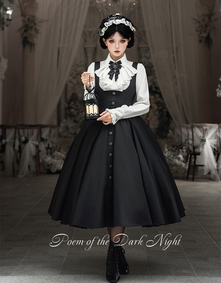 Poems of the Dark Night - Gothic Lolita JSK, Jacket and Blouse Coordinate - image 2