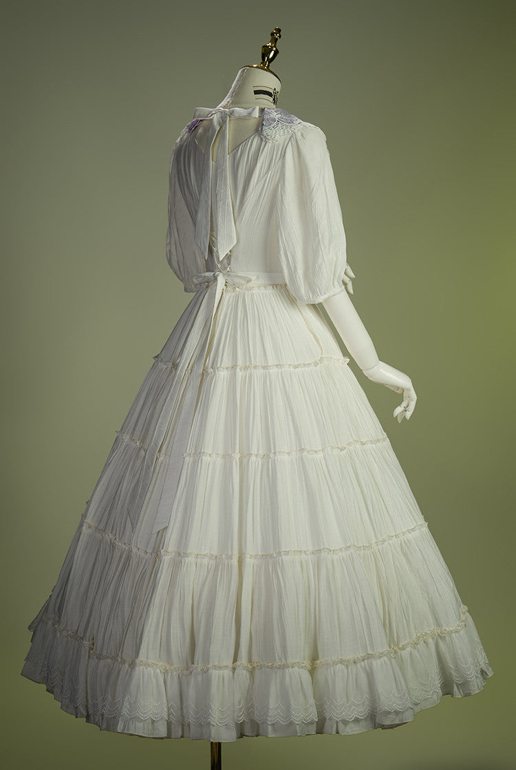 Cloud Soufflé Embroidered-Collar Classic Lolita Maxi OP - image 3