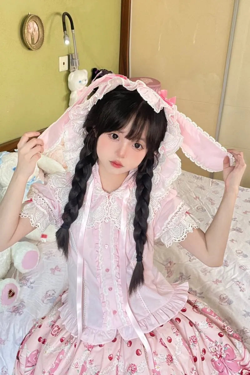 Baby Rabbit - Detachable Rabbit-Ear Hood Lolita Blouse - image 3