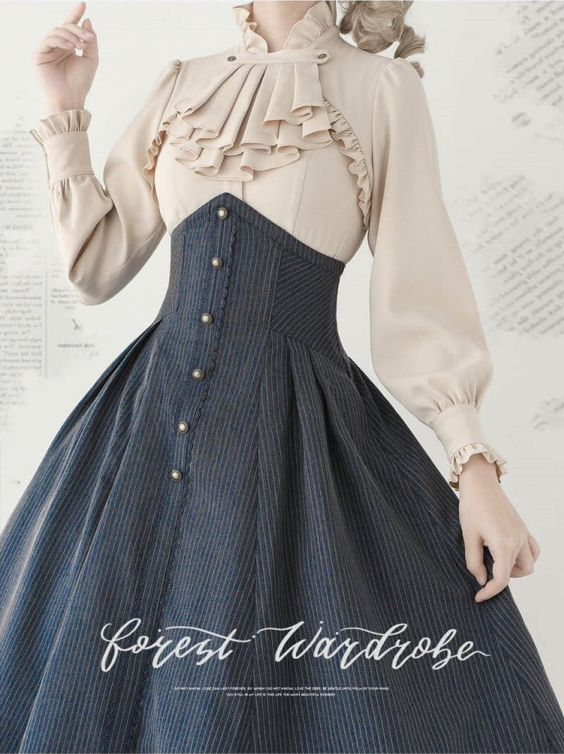 Forest Letter - Vintage Classic Lolita Blouse with Two Neckwear Pieces - image 3