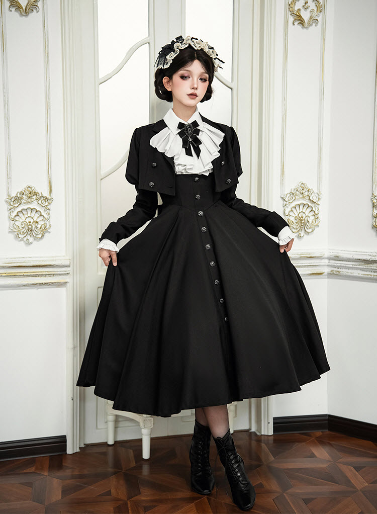 Poems of the Dark Night - Gothic Lolita JSK, Jacket and Blouse Coordinate - image 3