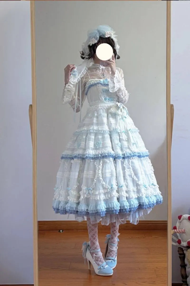 Dot Tulle - Tiered Classic Lolita JSK & Cardigan Coordinate and Accessories - image 3
