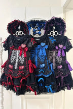 Heart & Skeleton Embroidery - Gothic Lolita OP Dress with Matching Apron - image 3