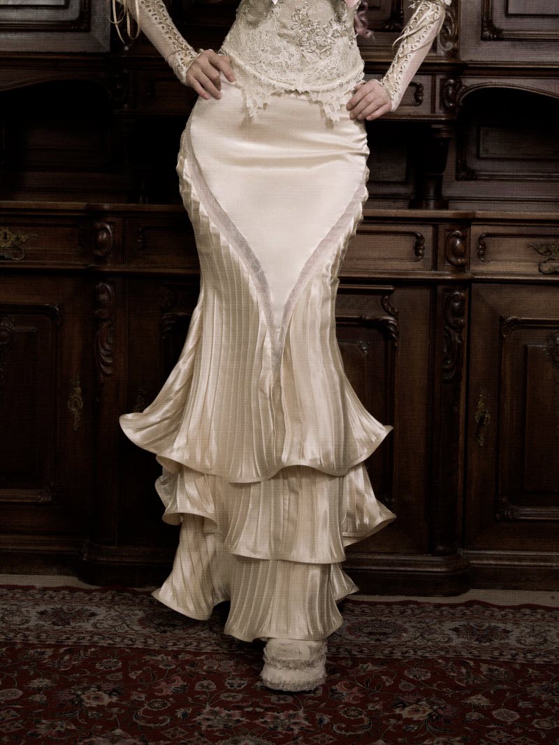 Cupid's Verse-Casket - Rococo Crinkled Satin Fishtail Skirt - image 3