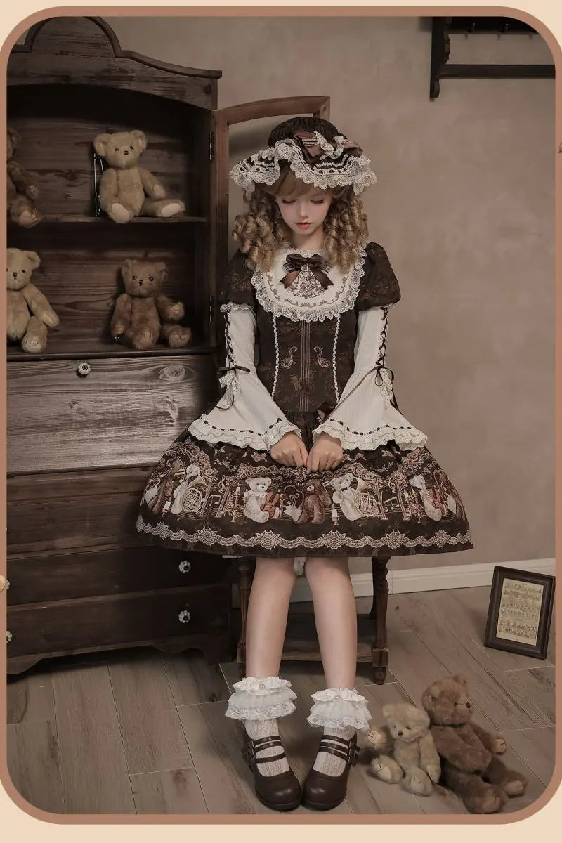 Bear Symphony - Retro Lolita JSK and OP Dresses - image 3