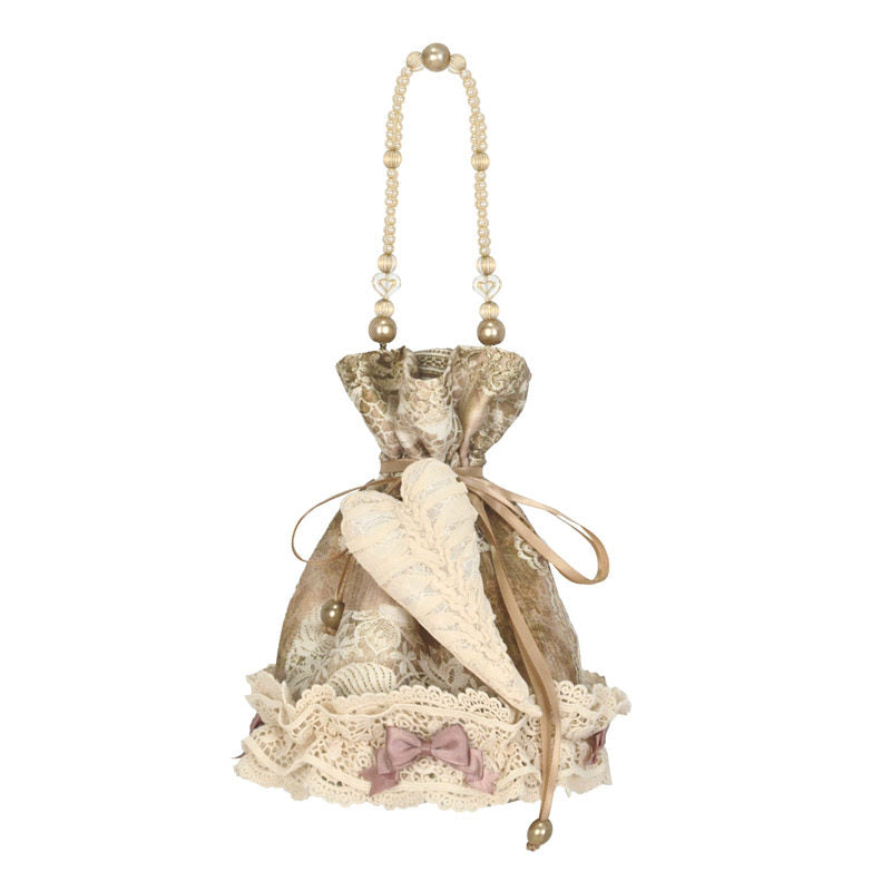 Cupid's Verse-Casket - Heart-Motif Drawstring Lolita Handbag - image 3