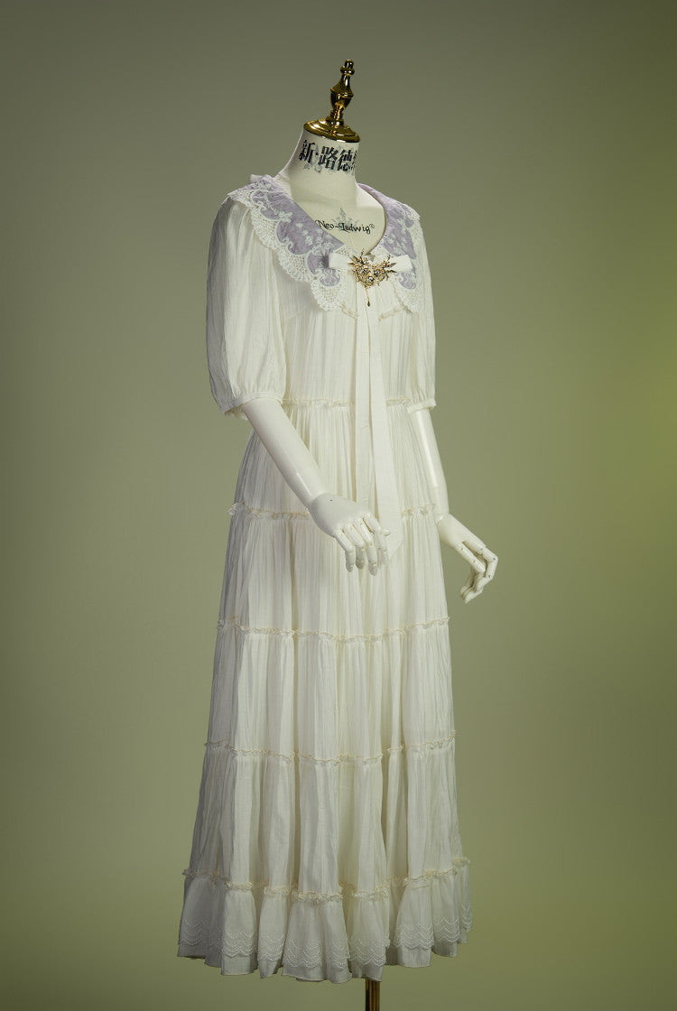 Cloud Soufflé Embroidered-Collar Classic Lolita Maxi OP - image 4