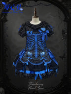 Heart & Skeleton Embroidery - Gothic Lolita OP Dress with Matching Apron - image 4