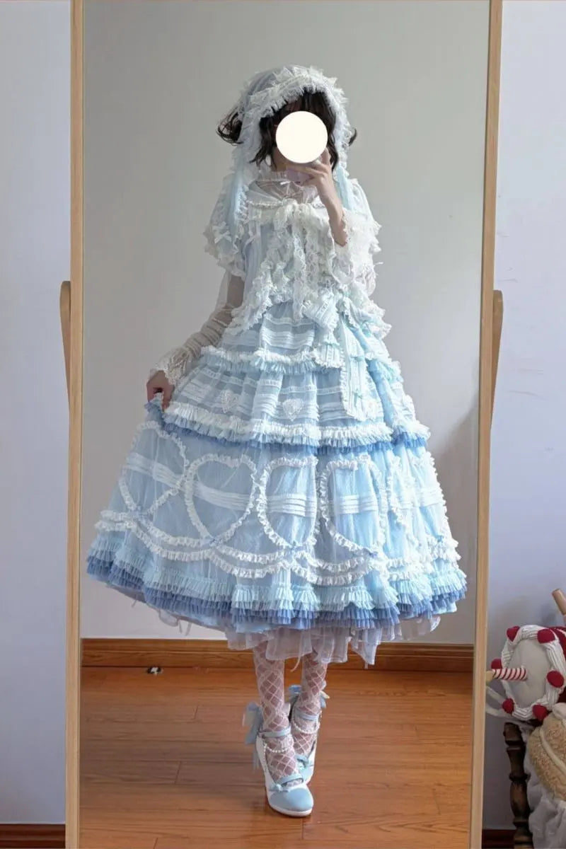 Dot Tulle - Tiered Classic Lolita JSK & Cardigan Coordinate and Accessories - image 4