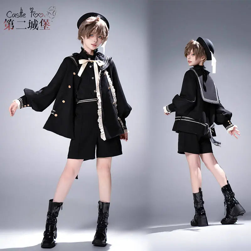 Misty City - Sailor-Collar Ouji Coat & Shorts Set - image 4