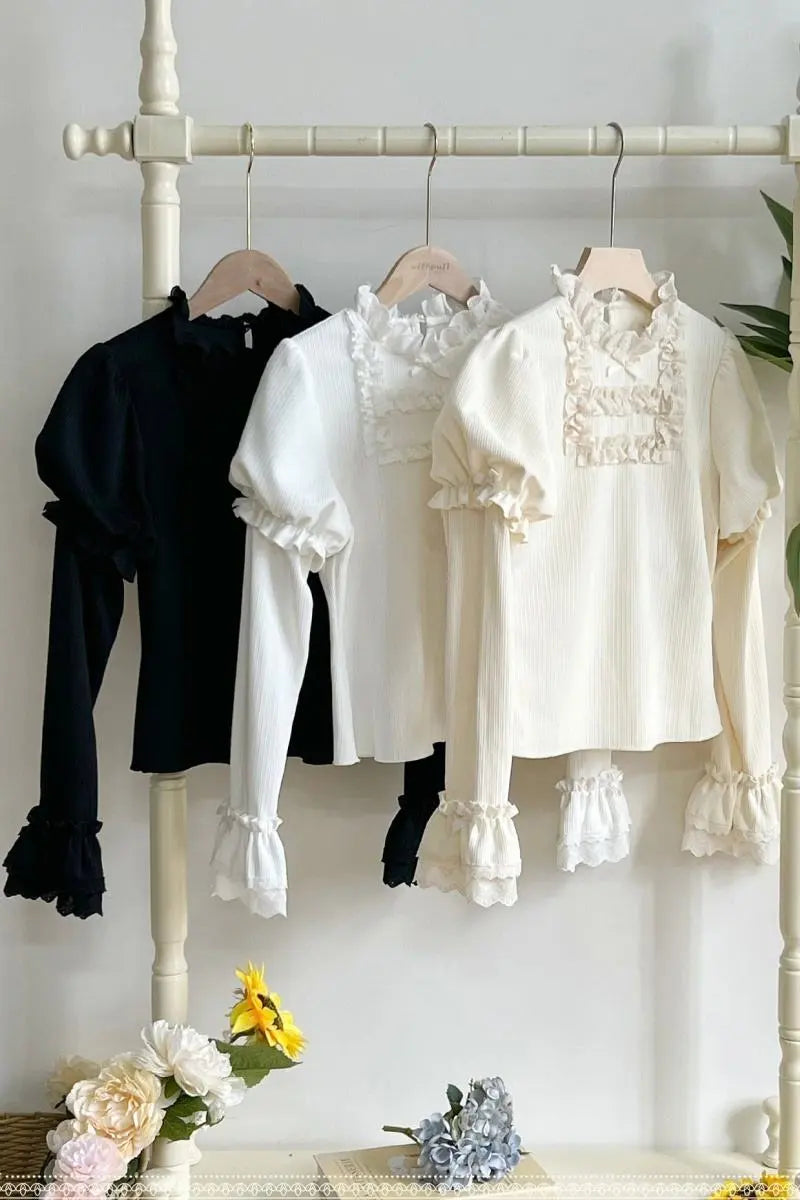 Elegant Ruffled Knitted Long-Sleeve Top - image 4