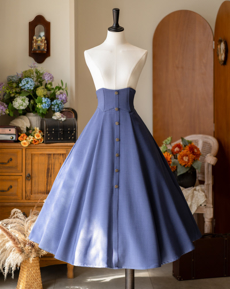 Whispers of the Woods - Long Button-Front Classic Lolita Skirt - image 4