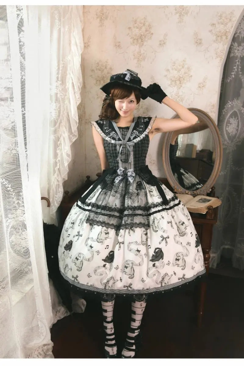 Meow Melodious Tone Musical Cat Classic Lolita JSK and Accessories - image 4