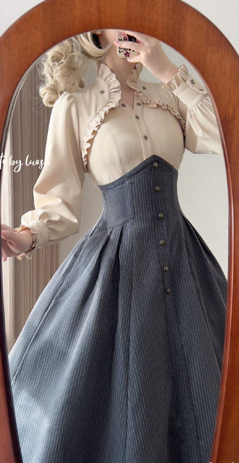 Forest Letter - Vintage Classic Lolita Blouse with Two Neckwear Pieces - image 4