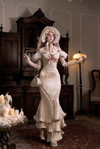 Cupid's Verse-Casket - Rococo Crinkled Satin Fishtail Skirt - image 4