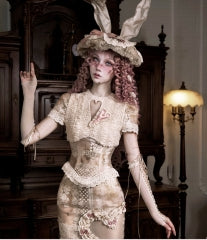 Cupid's Verse-Casket - Heart Cut-Out Vintage Lace Lolita Top - image 4