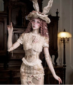 Cupid's Verse-Casket - Heart Cut-Out Vintage Lace Lolita Top - image 4